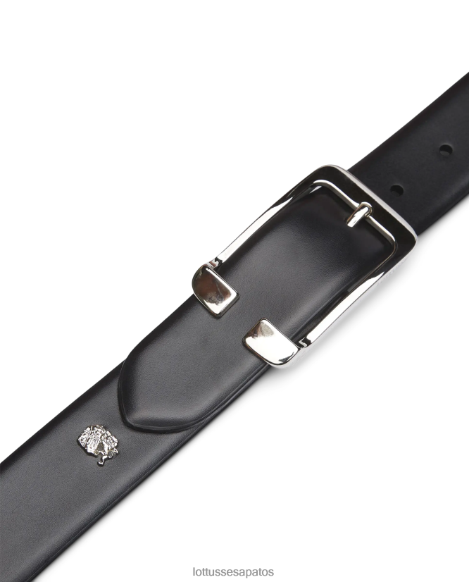 Lottusse coleção fivela de panturrilha em relevo com crosta de cinturon e anilina 8TX8R4451 acessórios preto