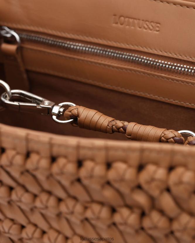Lottusse coleção bolsa com alça superior de cordeiro lavado trançado noodbag 8TX8R4424 acessórios natural