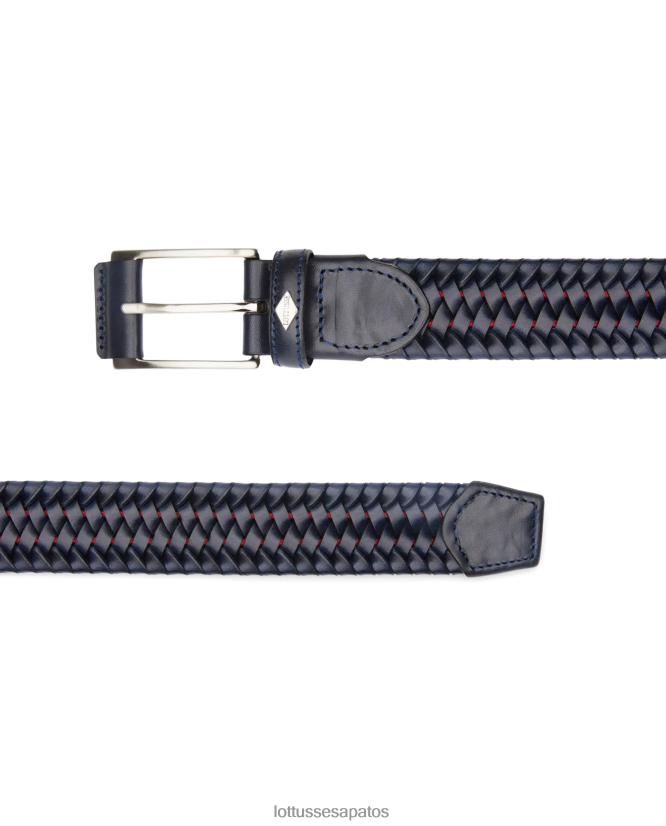 Lottusse coleção vaqueta em malha cinturon trançada 8TX8R4445 acessórios azul marinho