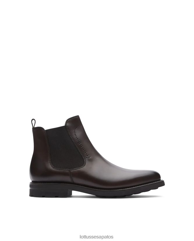Lottusse homens botins de bezerro de anilina com crosta premium 8TX8R449 calçados café