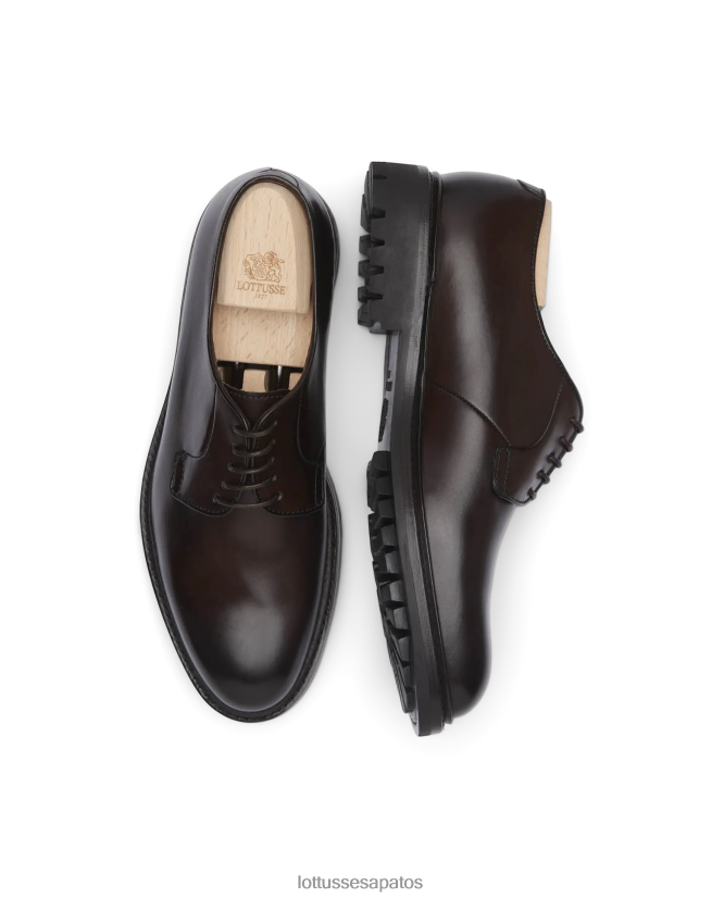 Lottusse homens Walton Crust Anilina Bezerro Derby 8TX8R457 calçados café