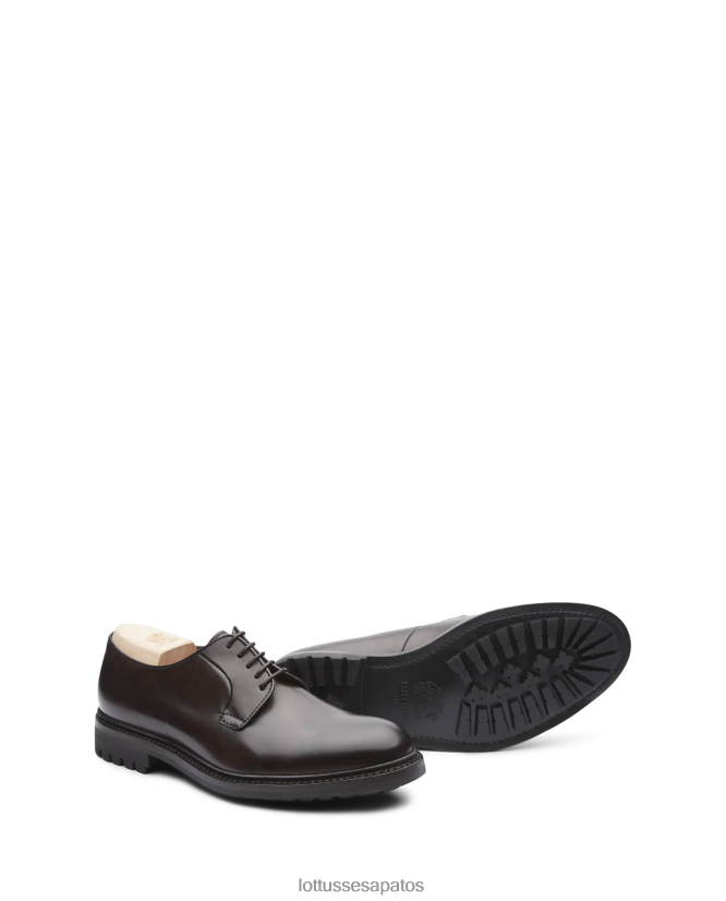 Lottusse homens Walton Crust Anilina Bezerro Derby 8TX8R457 calçados café