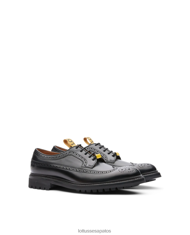 Lottusse homens crosta cítrica anilina bezerro derby 8TX8R458 calçados preto