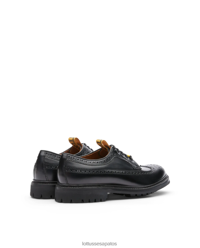 Lottusse homens crosta cítrica anilina bezerro derby 8TX8R458 calçados preto
