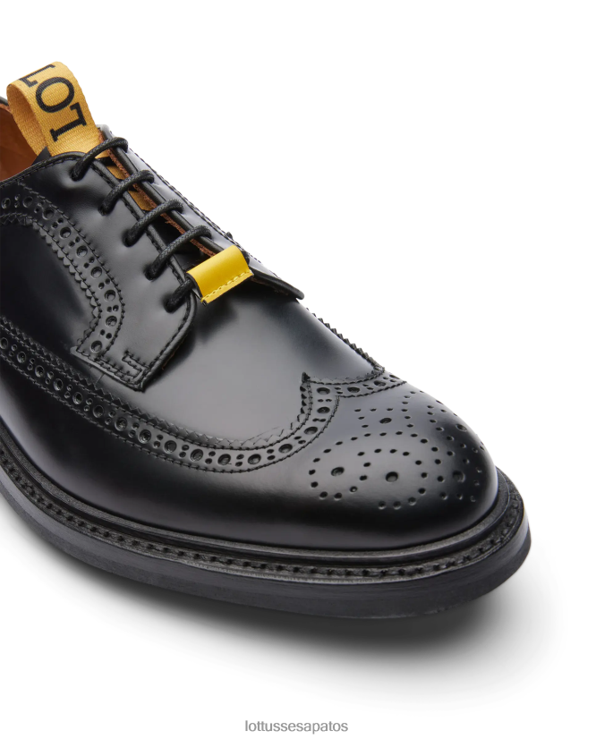 Lottusse homens crosta cítrica anilina bezerro derby 8TX8R458 calçados preto