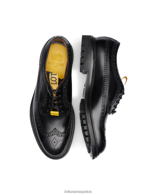 Lottusse homens crosta cítrica anilina bezerro derby 8TX8R458 calçados preto
