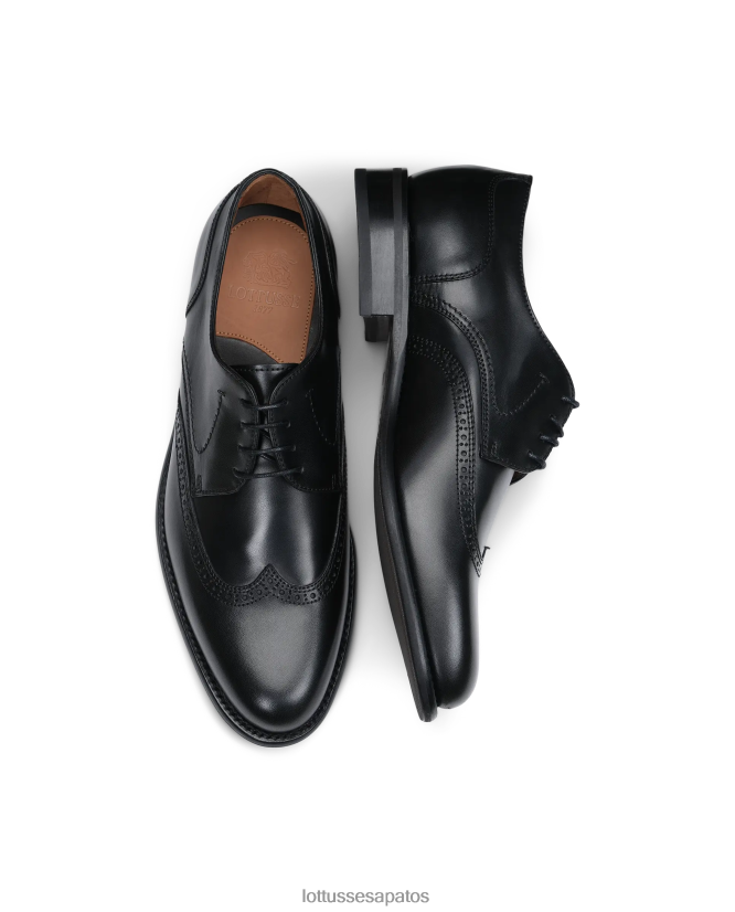 Lottusse homens derby de bezerro brilhante premium 8TX8R442 calçados preto