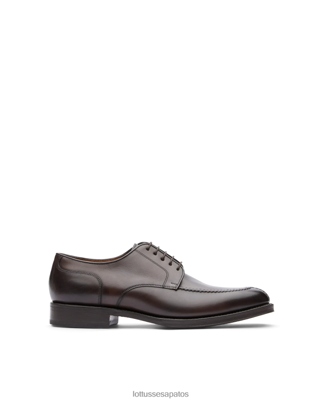 Lottusse homens derby de bezerro de anilina de crosta premium 8TX8R446 calçados café