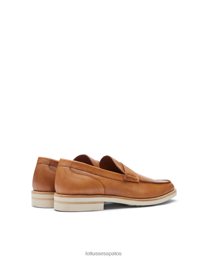Lottusse homens Veneza escova de mocassins de bezerro em relevo 8TX8R482 calçados marrom