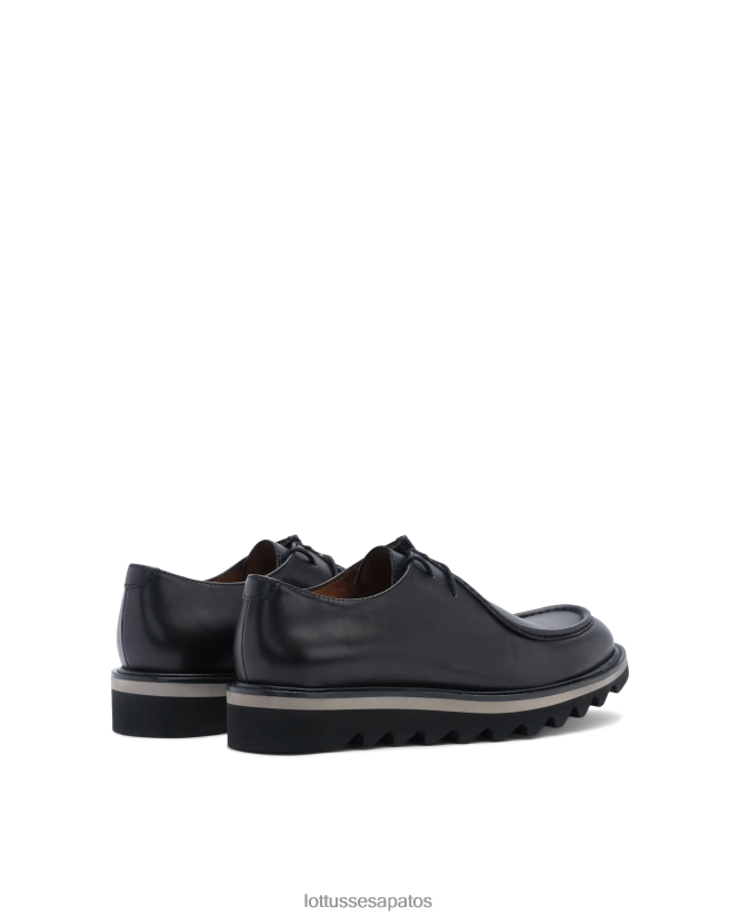 Lottusse homens dublin mocassins derby com salto cunha 8TX8R4180 calçados preto