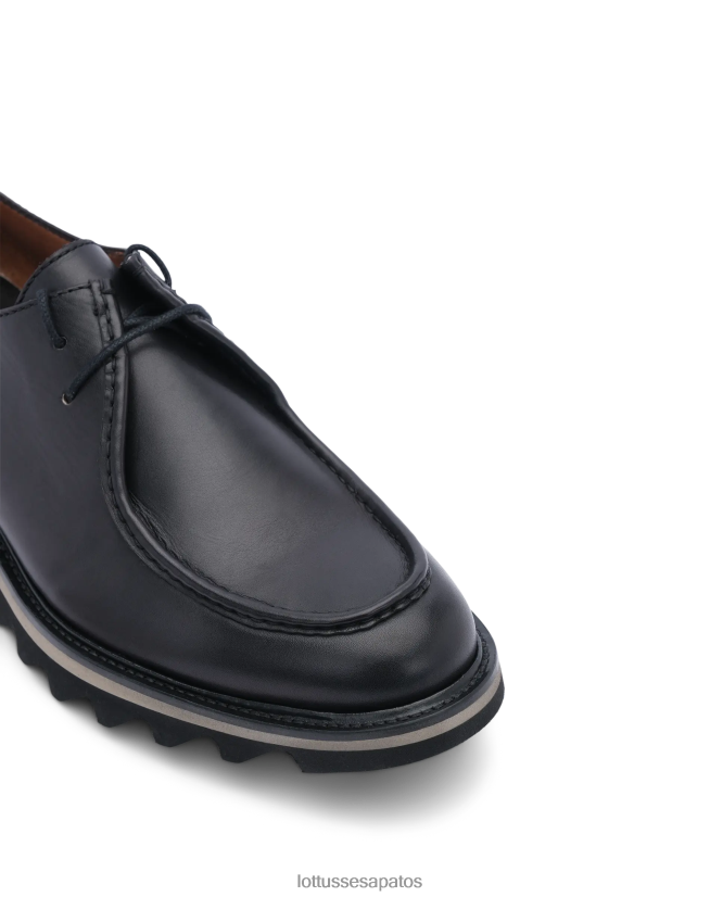 Lottusse homens dublin mocassins derby com salto cunha 8TX8R4180 calçados preto