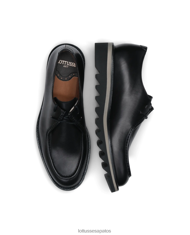 Lottusse homens dublin mocassins derby com salto cunha 8TX8R4180 calçados preto