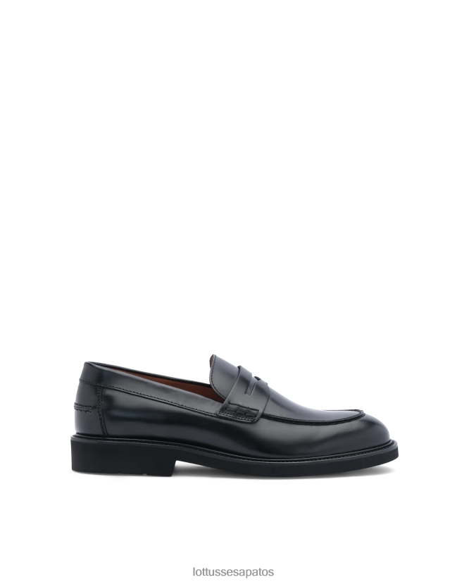 Lottusse homens mocassins de bezerro brilhantes baltimore 8TX8R4163 calçados preto
