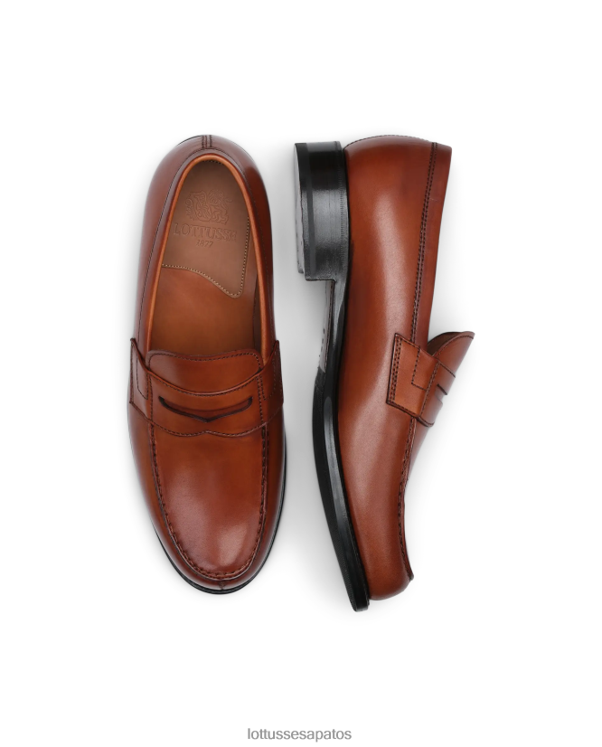 Lottusse homens mocassins de bezerro de anilina crosta kingstown 8TX8R444 calçados marrom