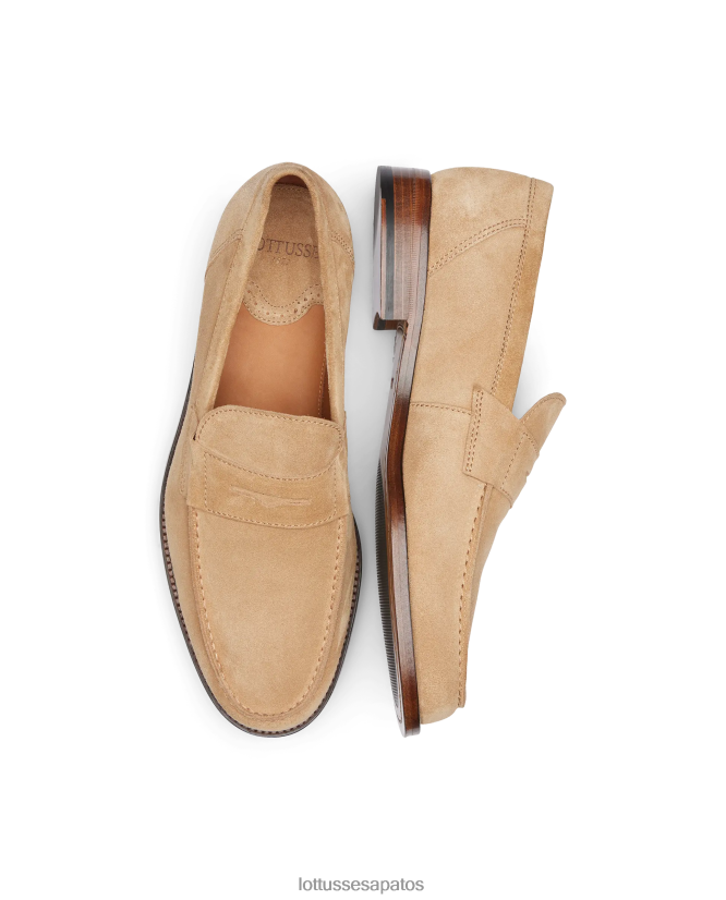 Lottusse homens mocassins de camurça daytona 8TX8R465 calçados marrom