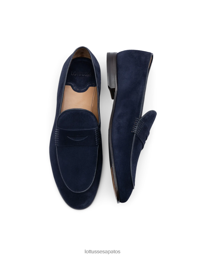 Lottusse homens mocassins de camurça verona 8TX8R478 calçados azul marinho