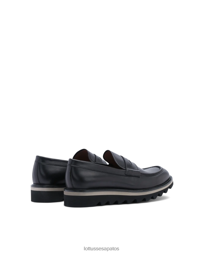 Lottusse homens mocassins de couro anilina de bezerro dublin 8TX8R4181 calçados preto