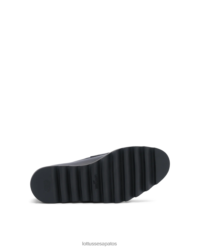 Lottusse homens mocassins de couro anilina de bezerro dublin 8TX8R4181 calçados preto