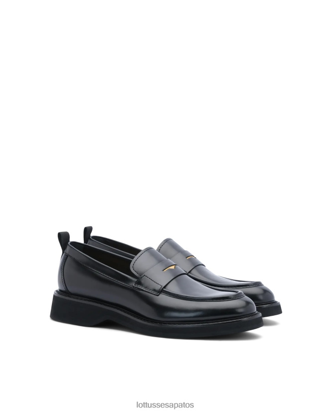 Lottusse homens mocassins macios de cordeiro luca 8TX8R4173 calçados preto