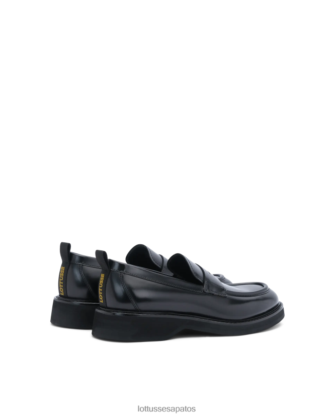 Lottusse homens mocassins macios de cordeiro luca 8TX8R4173 calçados preto