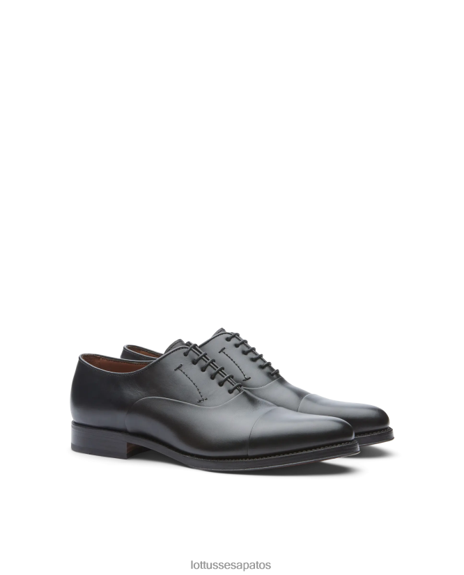 Lottusse homens crosta premium anilina bezerro oxford 8TX8R41 calçados preto