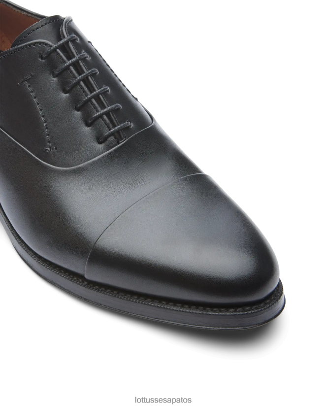 Lottusse homens crosta premium anilina bezerro oxford 8TX8R41 calçados preto