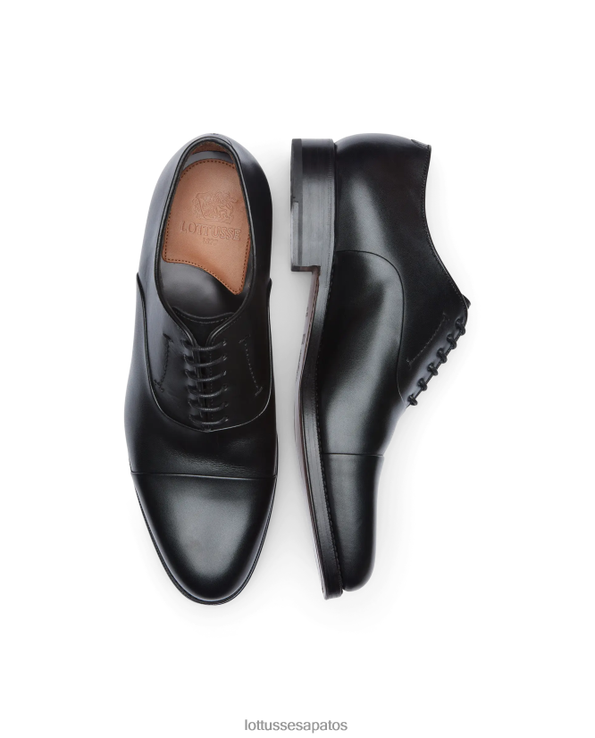 Lottusse homens crosta premium anilina bezerro oxford 8TX8R41 calçados preto