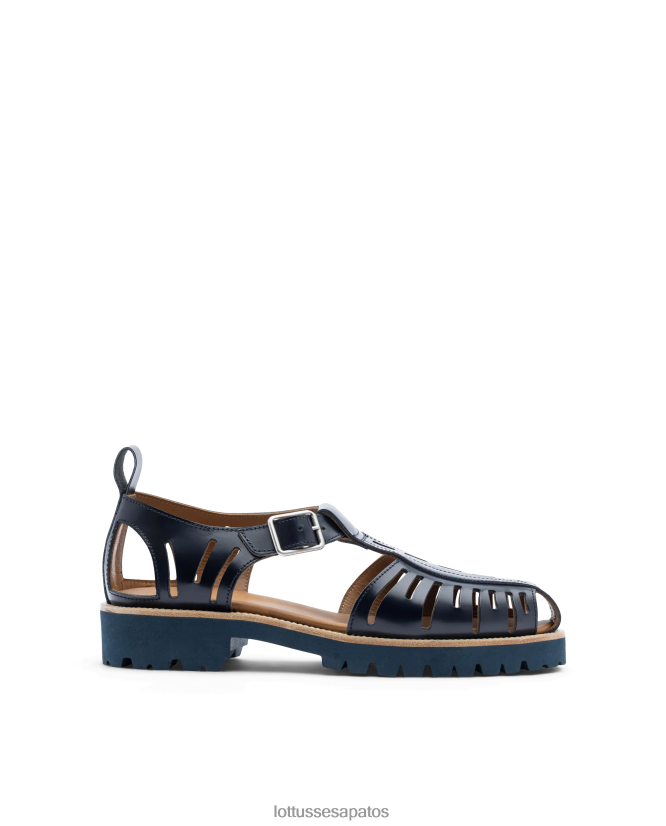 Lottusse homens covent sapatos de gelatina de bezerro brilhante 8TX8R494 calçados azul marinho