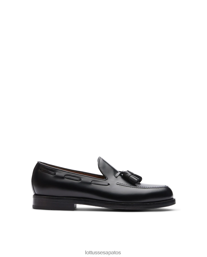 Lottusse homens sapatos de barco de bezerro brilhantes de classe 8TX8R428 calçados preto
