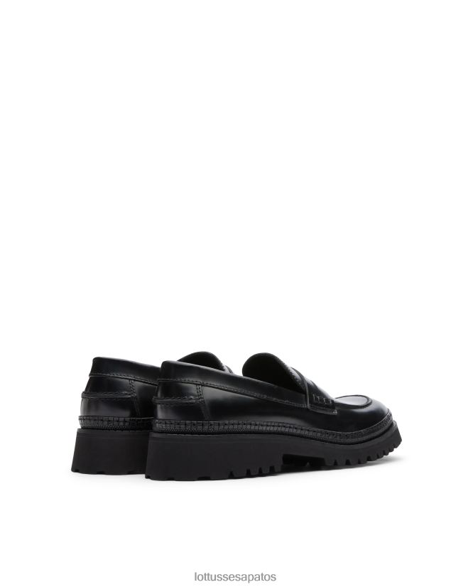 Lottusse homens sapatos de barco de bezerro com fichário polido covent 8TX8R4179 calçados preto