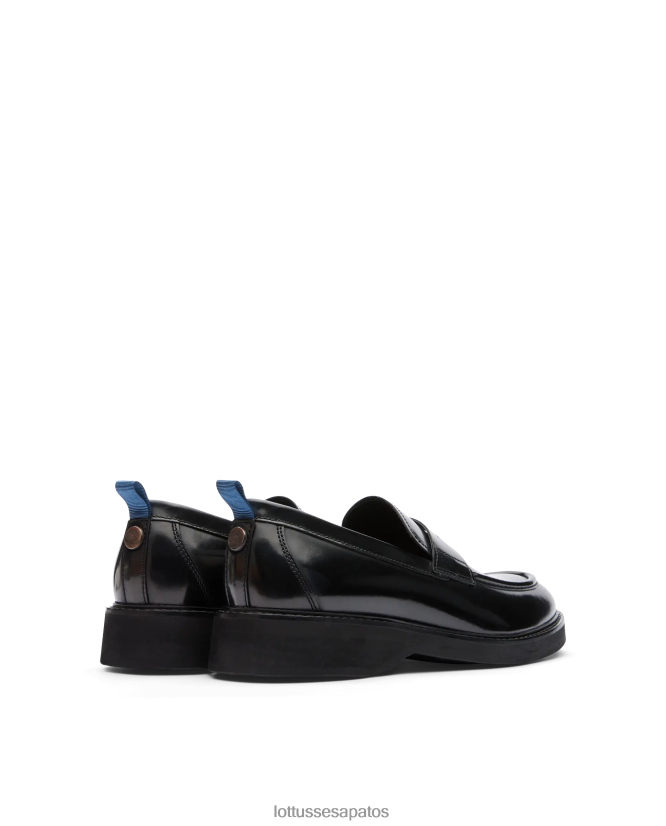 Lottusse homens sapatos de barco de bezerro com fichário polido luca 8TX8R4170 calçados preto