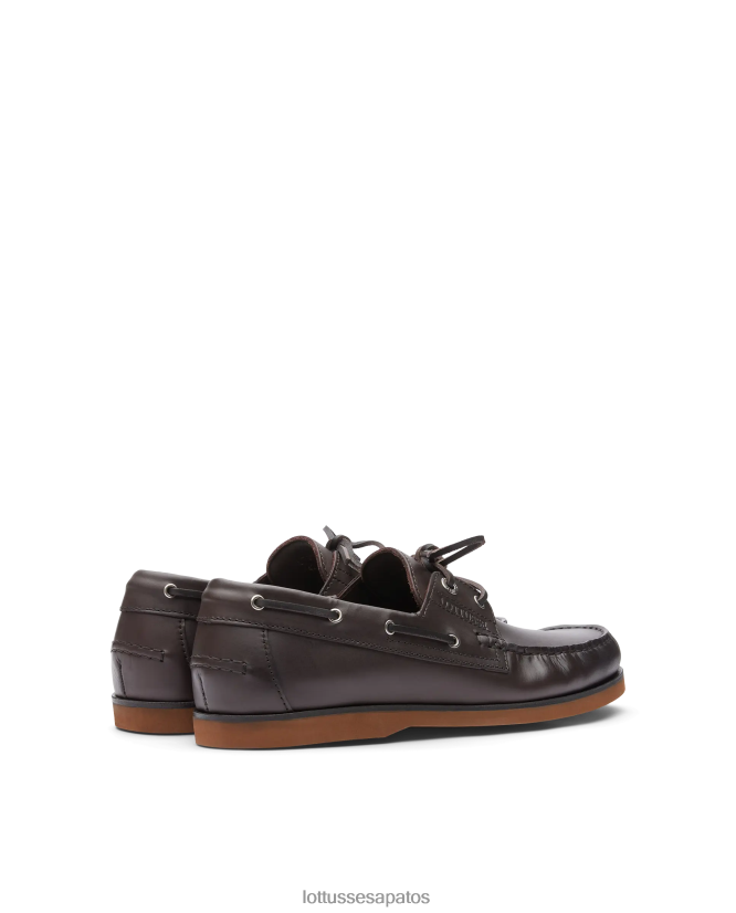 Lottusse homens sapatos de barco de cera oceânica 8TX8R4100 calçados café