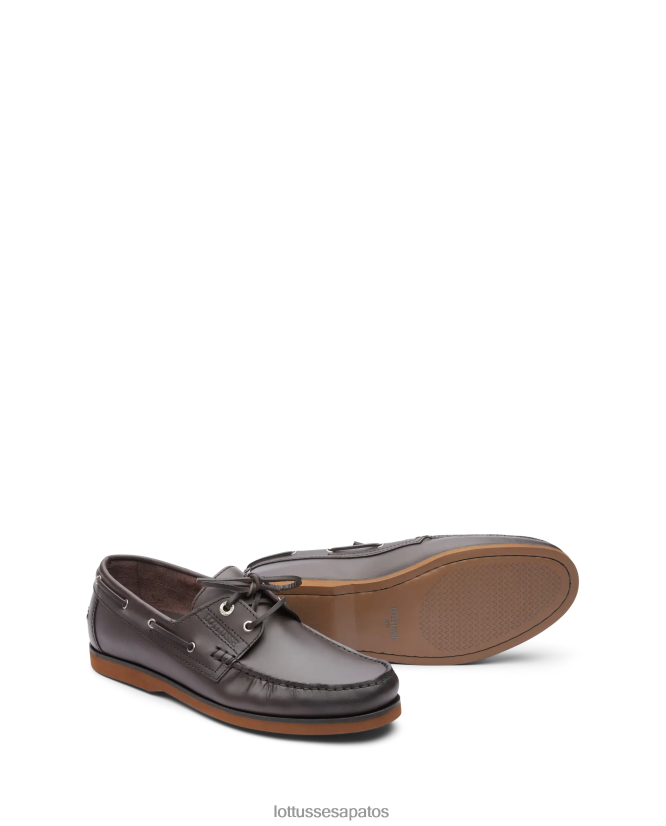 Lottusse homens sapatos de barco de cera oceânica 8TX8R4100 calçados café