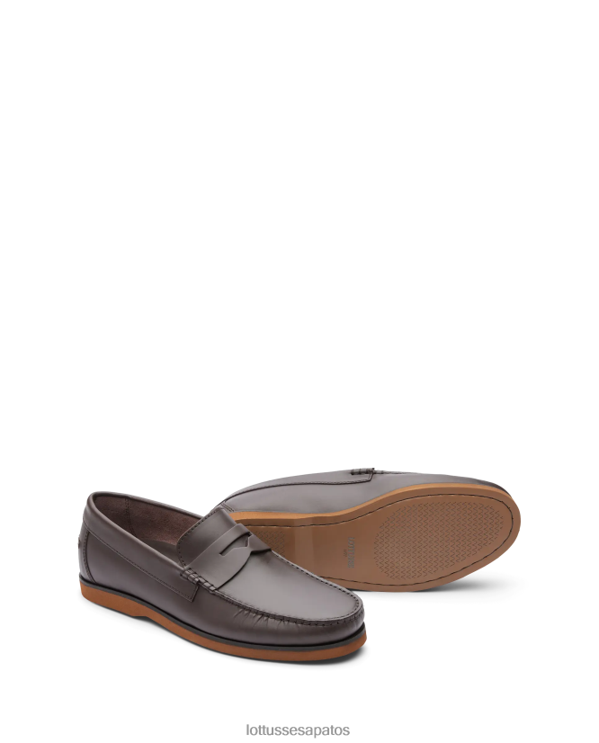 Lottusse homens sapatos de barco de cera oceânica 8TX8R4103 calçados café
