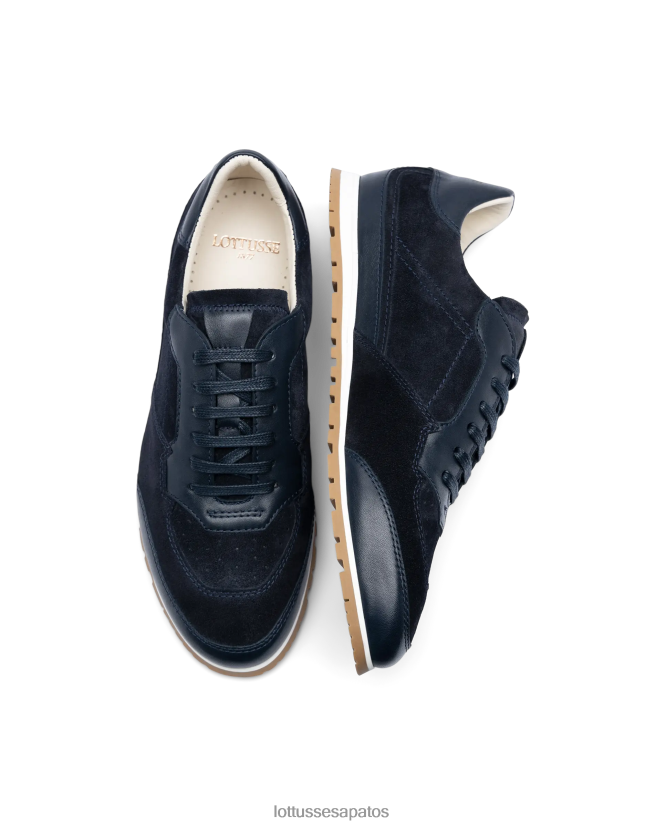 Lottusse homens tênis mancor soft bezerro 8TX8R4116 calçados azul marinho