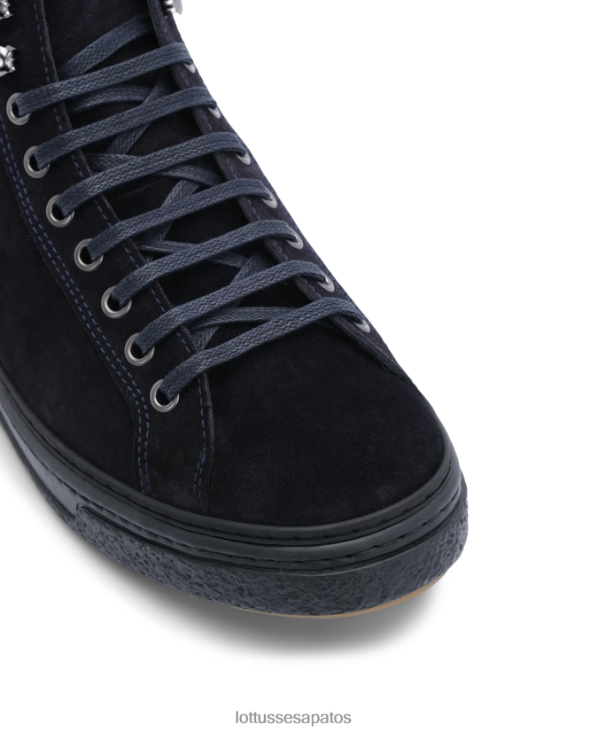 Lottusse homens tênis torino camurça bezerro 8TX8R4191 calçados marinha