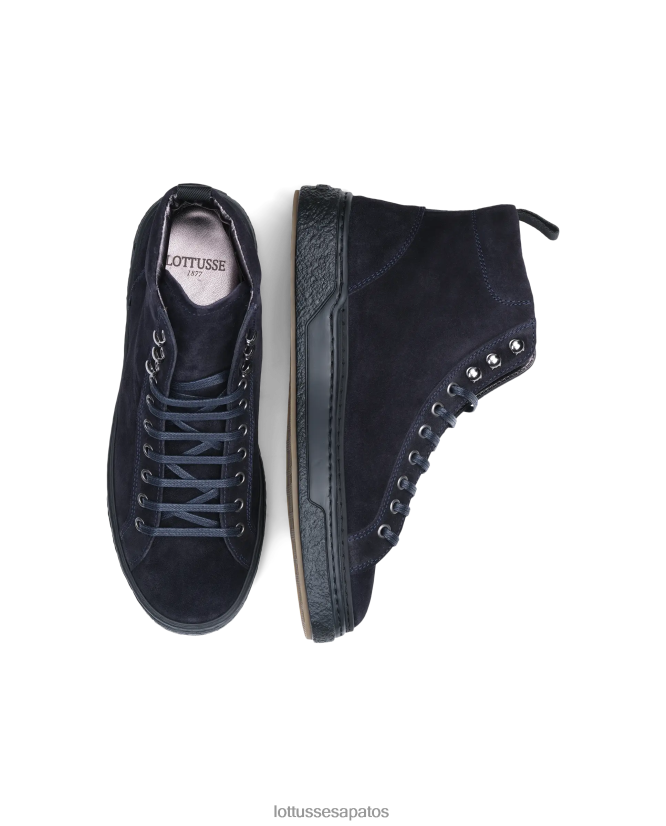 Lottusse homens tênis torino camurça bezerro 8TX8R4191 calçados marinha