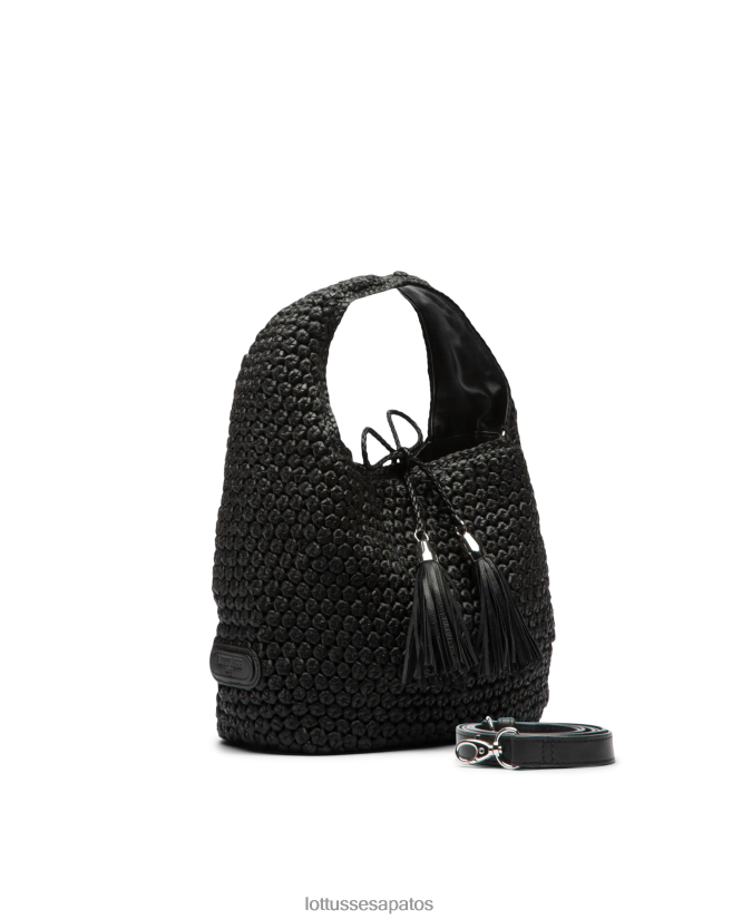 Lottusse mulheres noodbag merino cordeiro macio vagabundo 8TX8R4351 acessórios preto