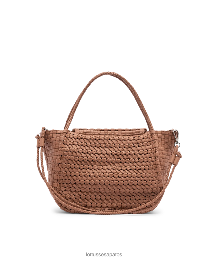 Lottusse mulheres bolsa com alça superior de cordeiro lavado trançado noodbag 8TX8R4344 acessórios marrom