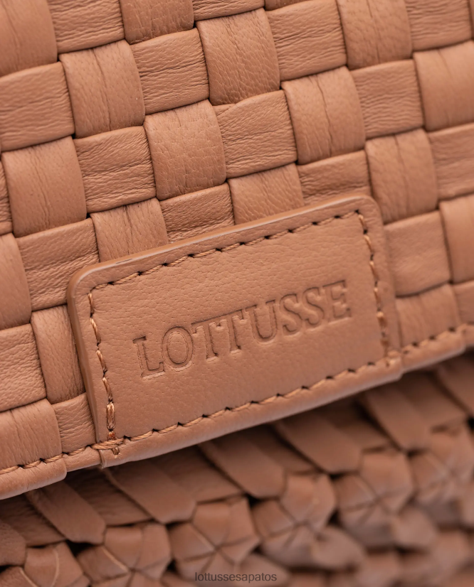 Lottusse mulheres bolsa com alça superior de cordeiro lavado trançado noodbag 8TX8R4344 acessórios marrom