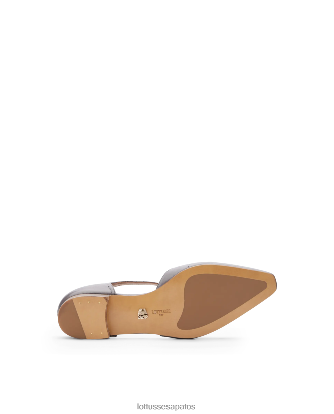 Lottusse mulheres Bailarinas de bezerro smithson crust anilina 8TX8R4215 calçados cinza chumbo