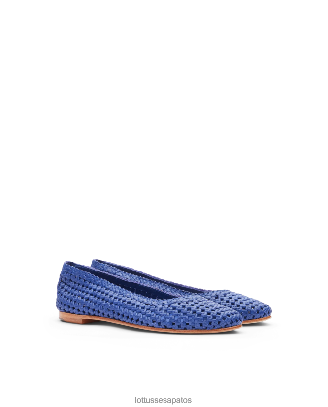 Lottusse mulheres bailarinas de couro de malha de cordeiro delice 8TX8R4293 calçados azul