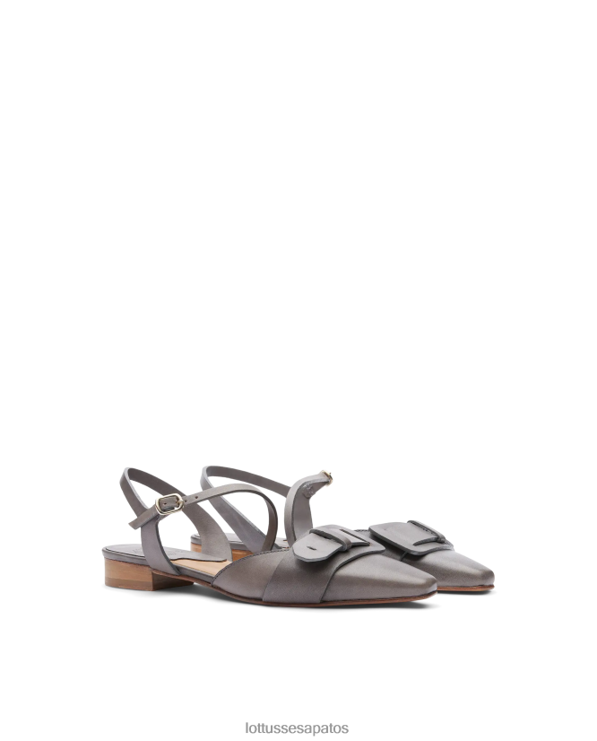 Lottusse mulheres smithson crust anilina bezerro bailarinas 8TX8R4217 calçados cinza chumbo