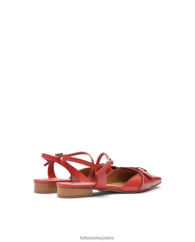 Lottusse mulheres smithson crust anilina bezerro bailarinas 8TX8R4218 calçados vermelho
