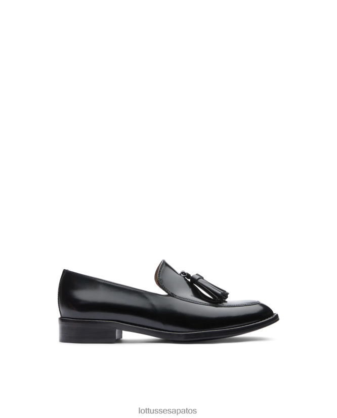 Lottusse mulheres mocassins de bezerro com fichário polido claire 8TX8R4397 calçados preto