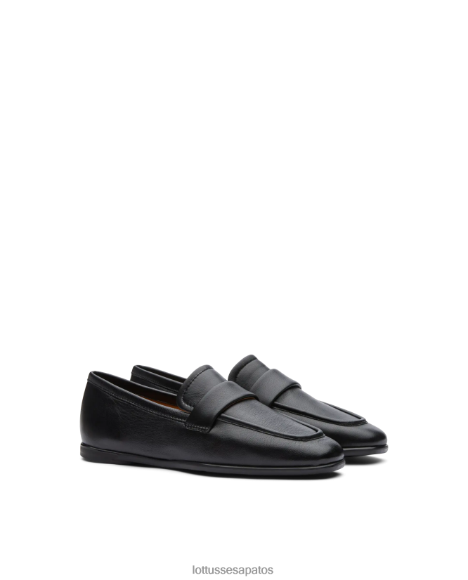 Lottusse mulheres mocassins macios de cordeiro goya 8TX8R4409 calçados preto