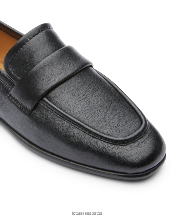 Lottusse mulheres mocassins macios de cordeiro goya 8TX8R4409 calçados preto
