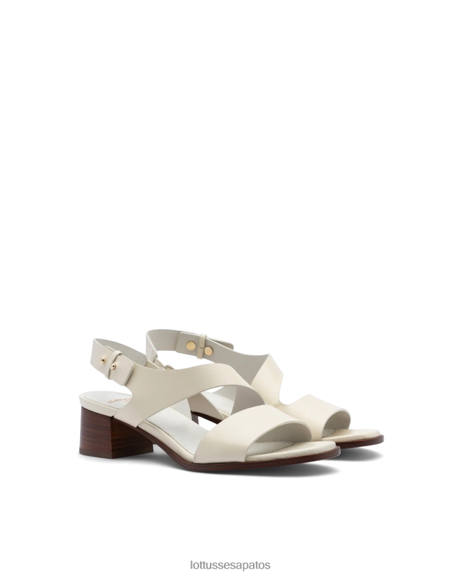 Lottusse mulheres sandálias de bezerro de grão liso nylo 8TX8R4257 calçados off white