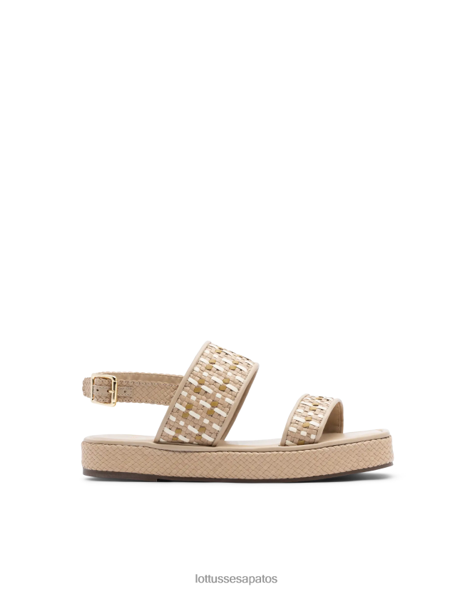 Lottusse mulheres sandálias de cabra trançadas especiais 8TX8R4321 calçados off white